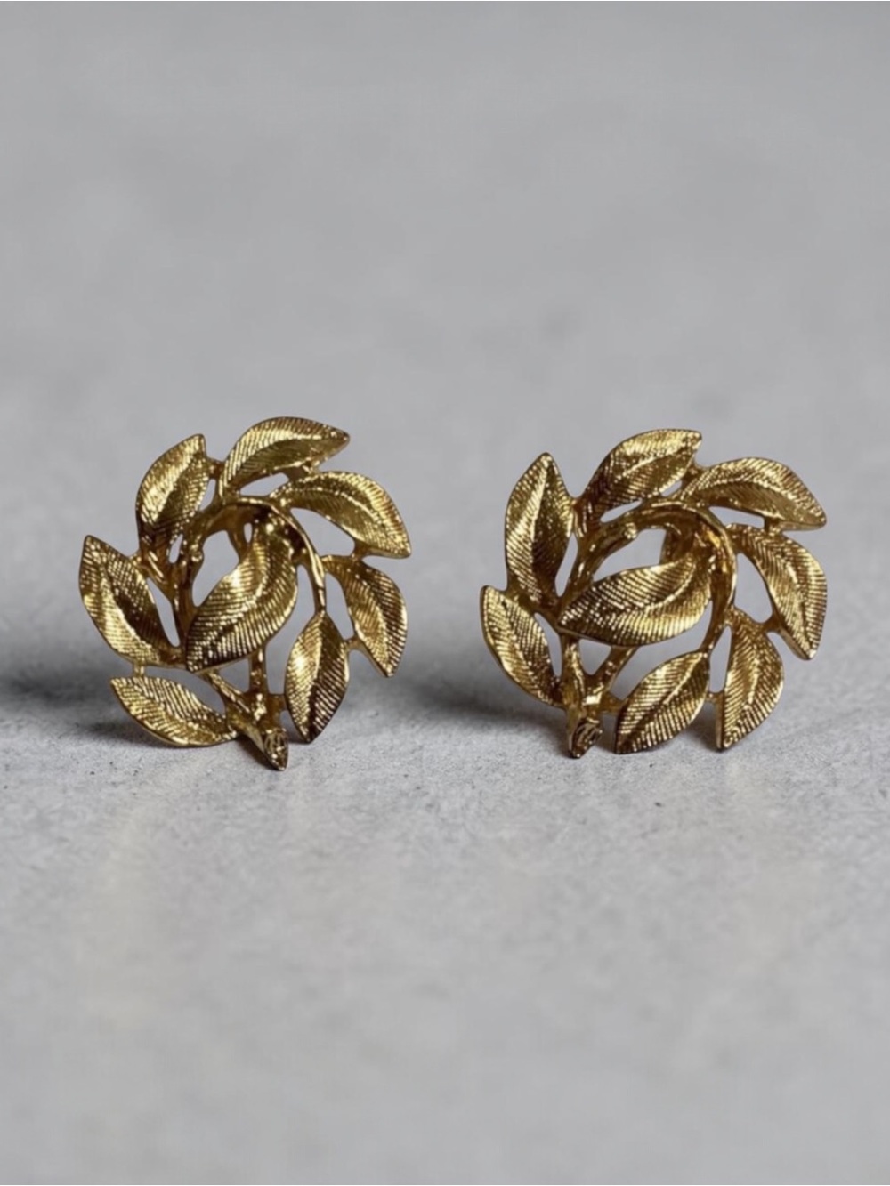 Napier Gold Toned Leaf Swirl Screw Back Clip On Earrings